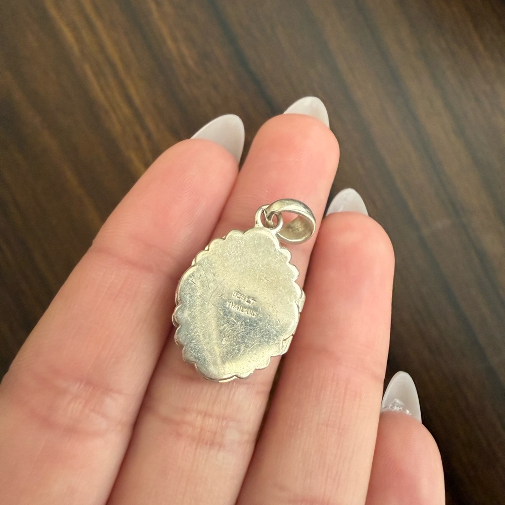 American Vintage Turquoise and Silver Locket Pendant - Picture 3 of 5